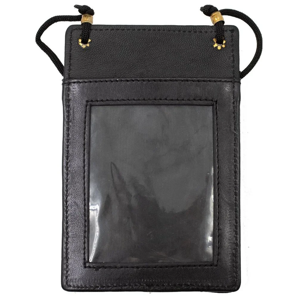 Genuine Leather ID Holder, Black